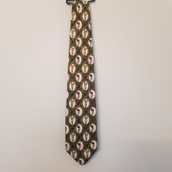 [EDDIE BAUER] Retro Green Golfer Silk Tie - Picture 1 of 5